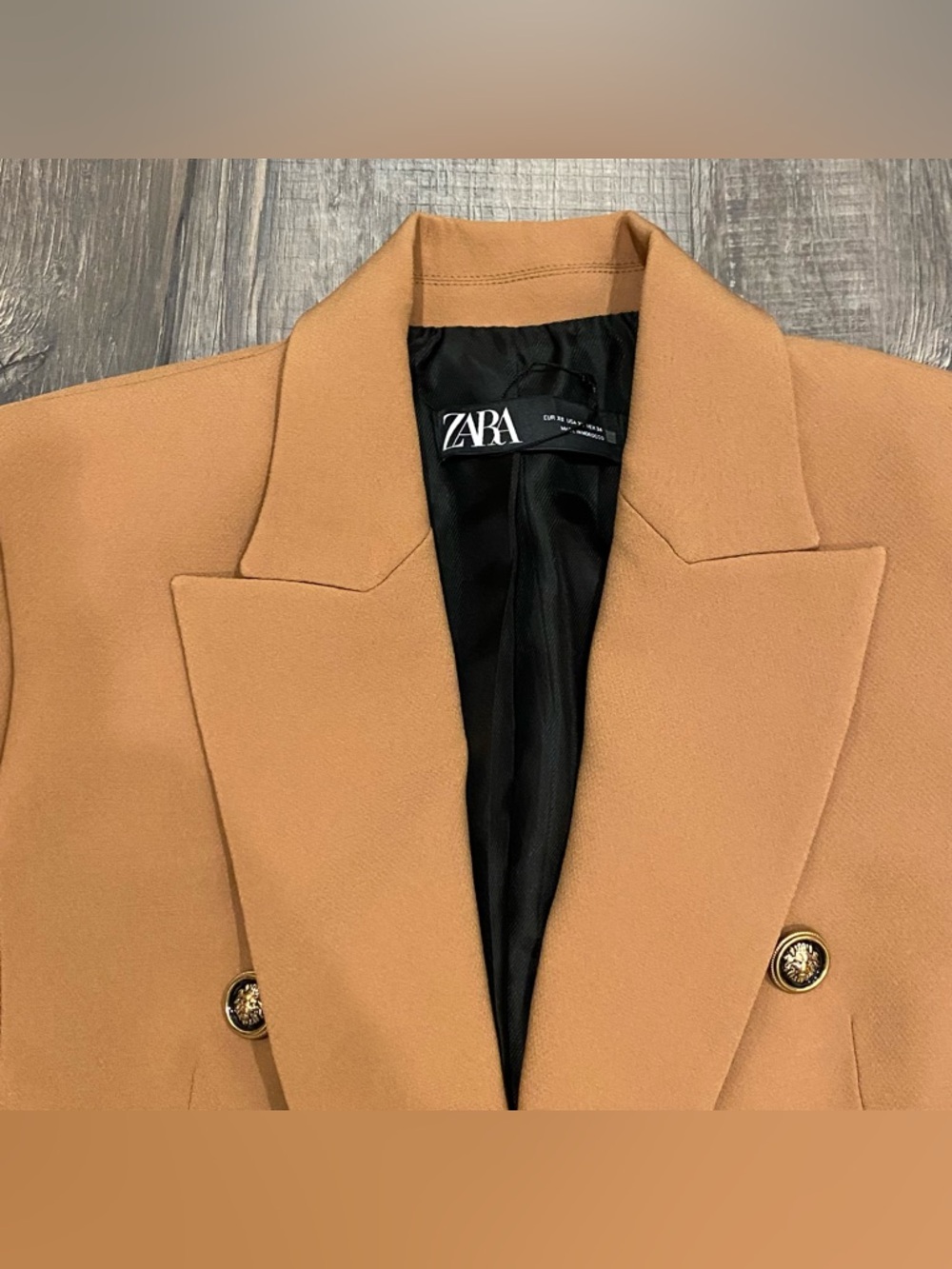 ZARA Double Breasted Camel Blazer XS - Picture 9 of 16